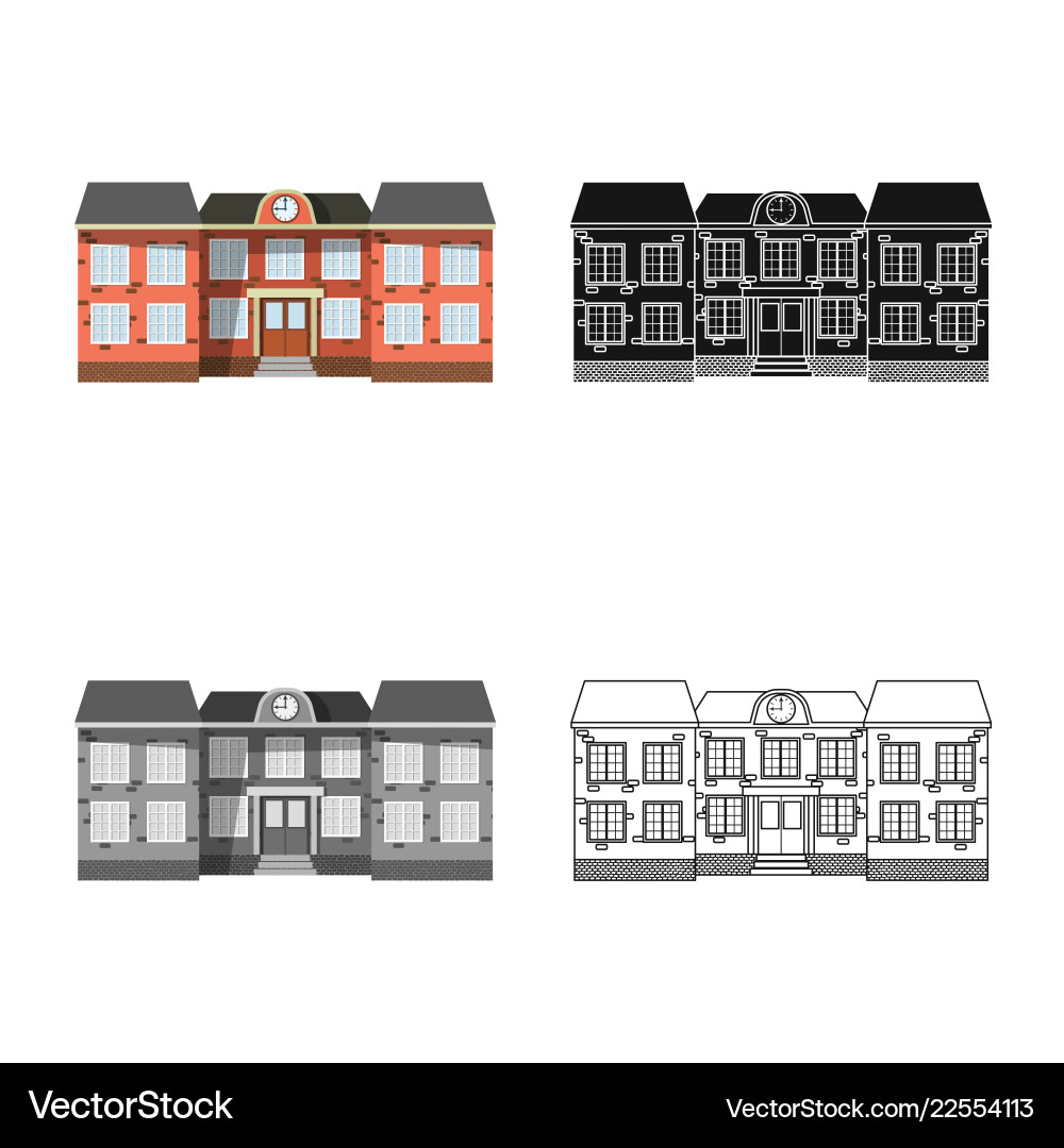 Isolated object of building and front symbol set vector image