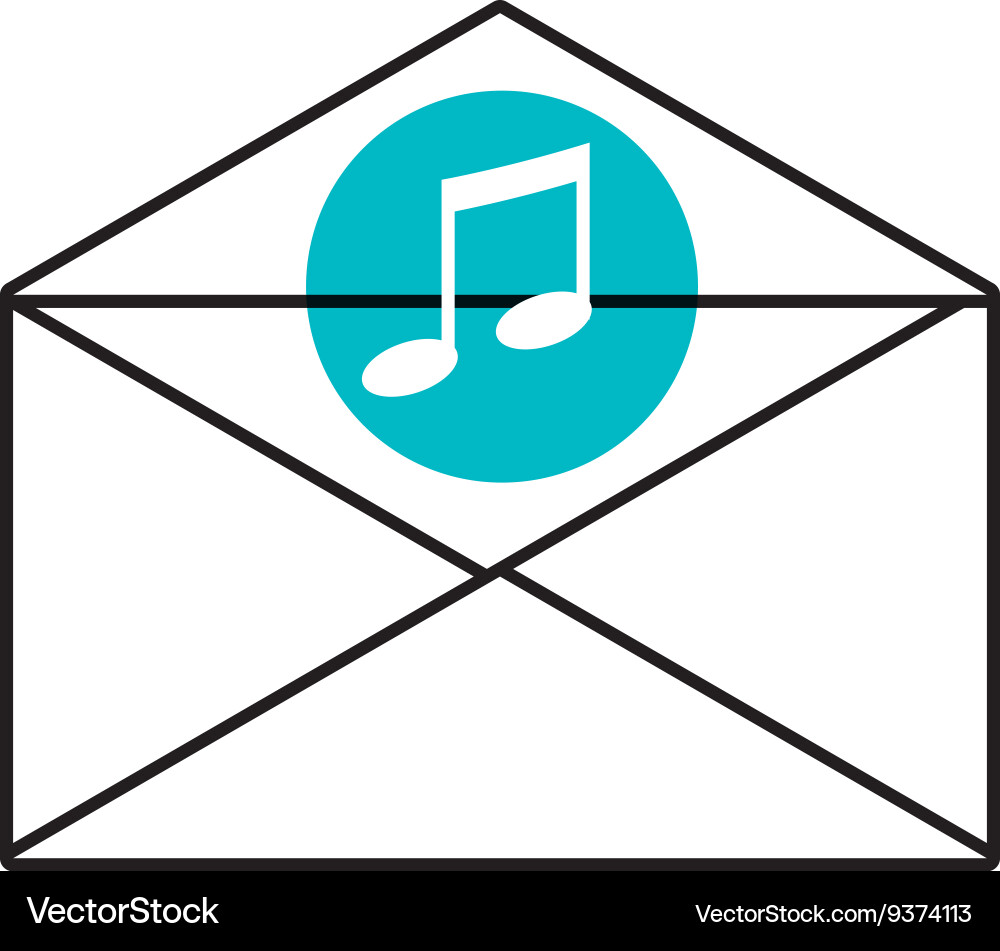 Mail envelope with media icon and colorful circle vector image