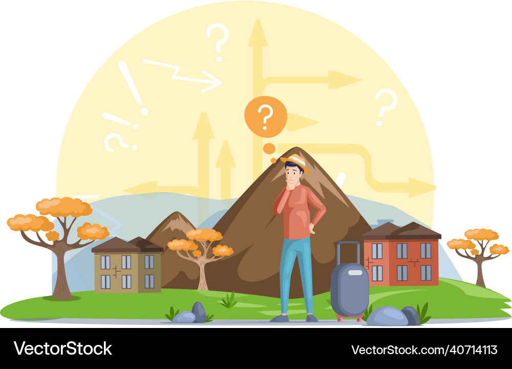 Making confusion choice of path man thought about vector image