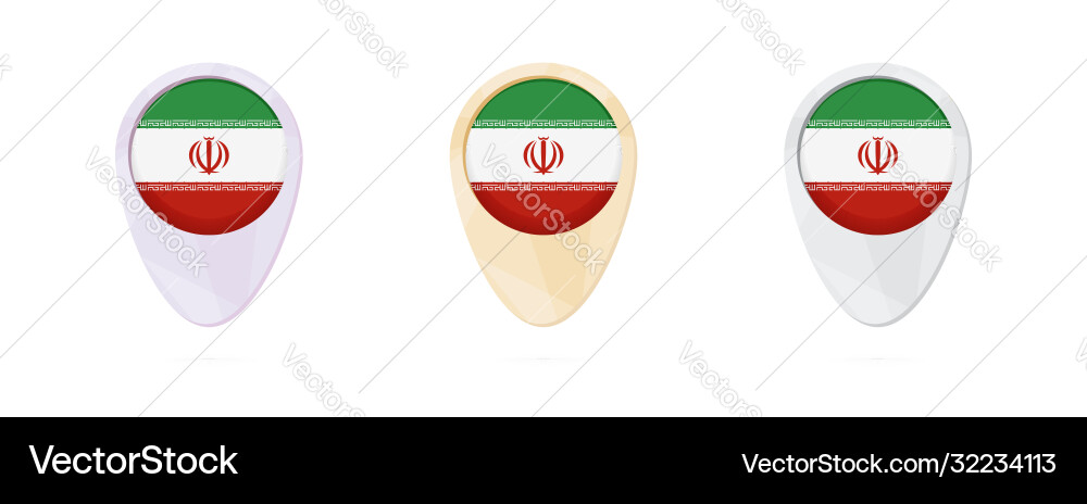 Map markers with flag iran 3 color versions vector image
