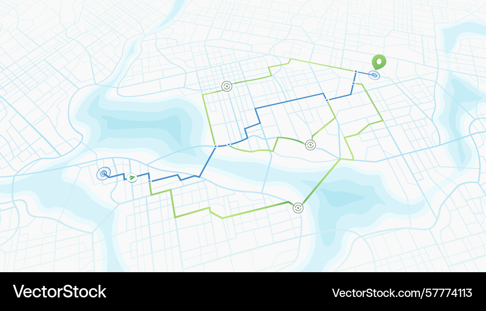 Navigation on map for optimizes and recommend vector image