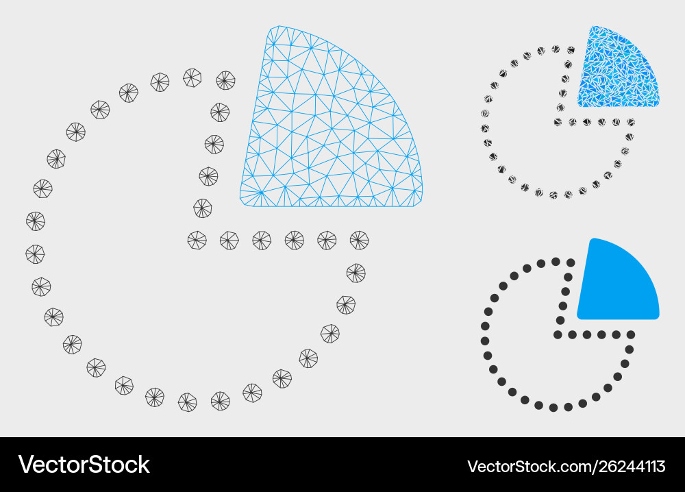 Pie chart mesh wire frame model Pie chart mesh wire frame model vector image
