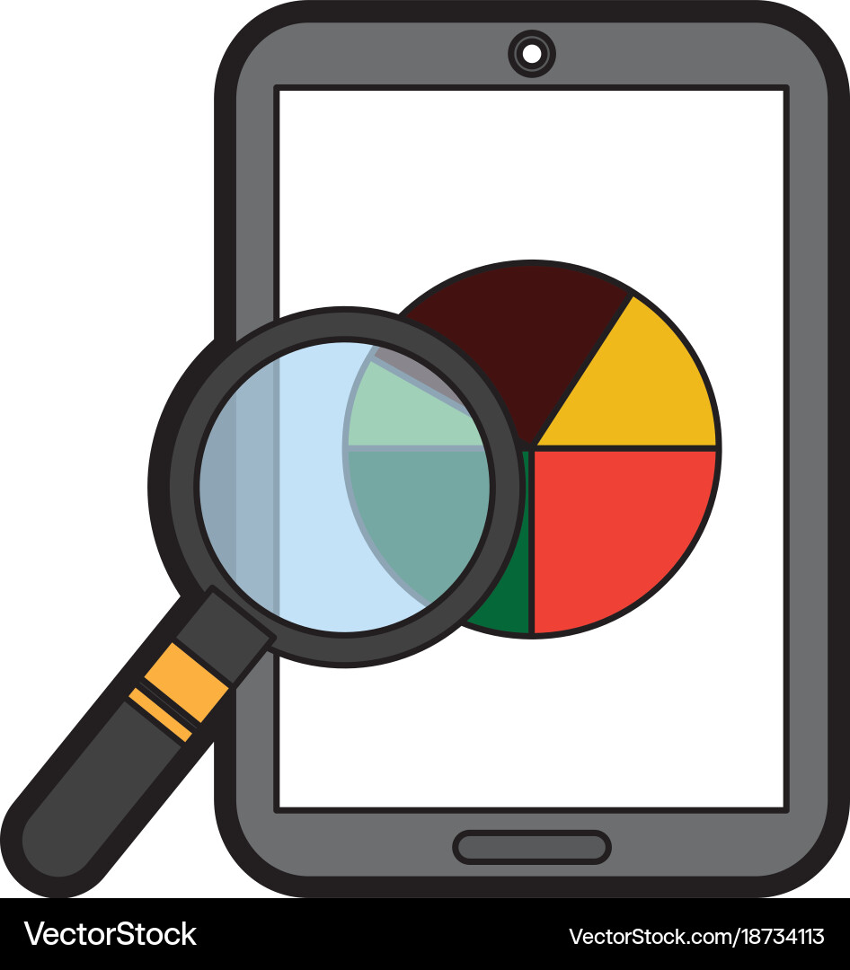 Pie graph chart on cellphone screen icon image vector image