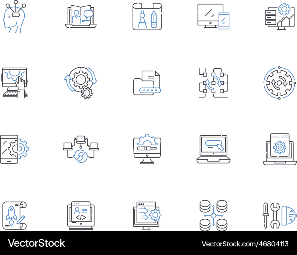 Programming language line icons collection syntax Programming language line icons collection syntax vector image