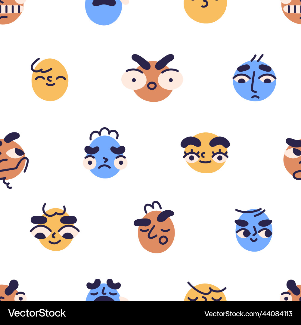 Seamless pattern with fun face avatars background Seamless pattern with fun face avatars background vector image