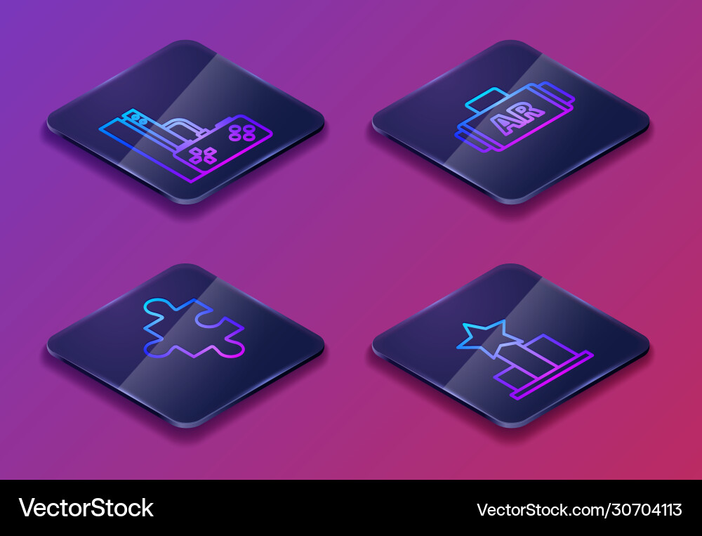 Set isometric line game console with joystick Vector Image