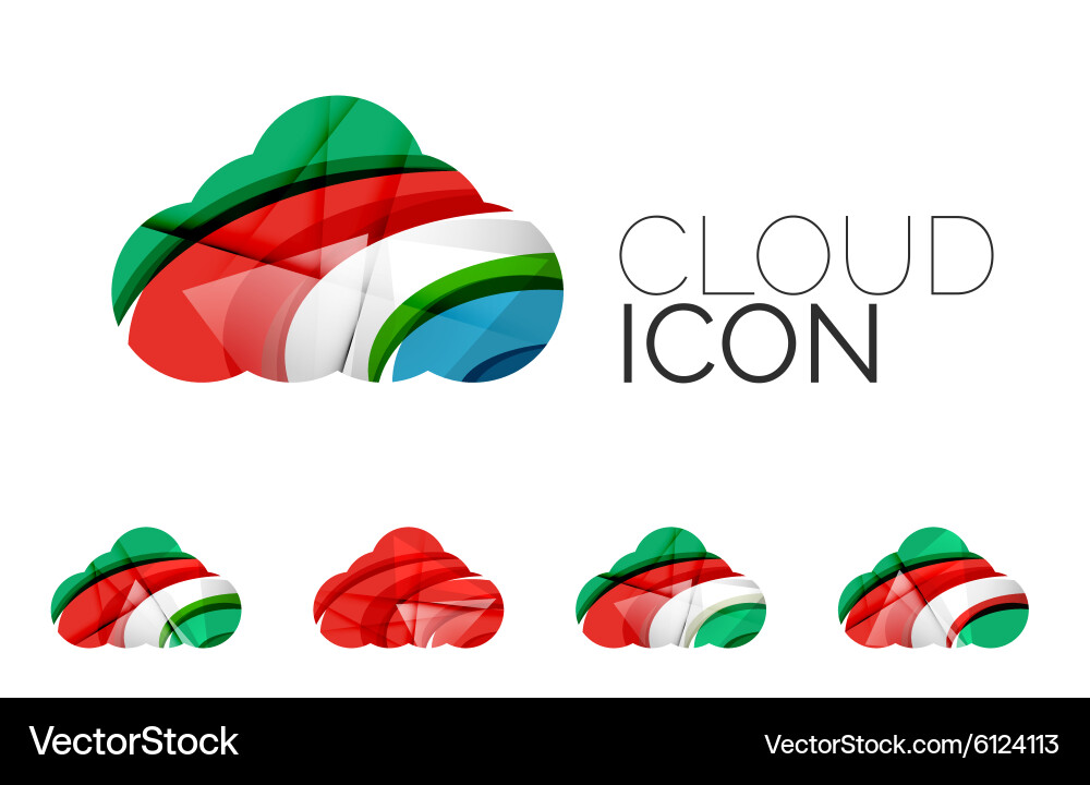 Set of abstract cloud computing icons business Vector Image