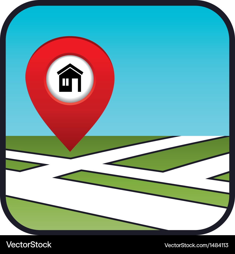 Street map icon with the pointer home vector image