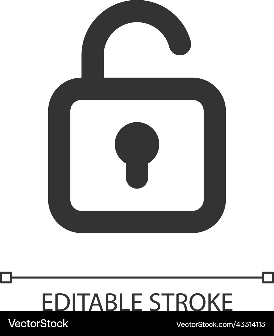 Unlocked padlock pixel perfect linear ui icon Unlocked padlock pixel perfect linear ui icon vector image