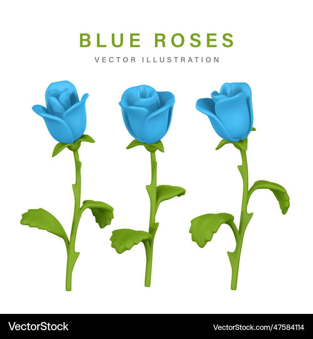 3d Blume niedlich blau Rose im Cartoon-Stil 3d Blume niedlich blau Rose im Cartoon-Stil vektorbild