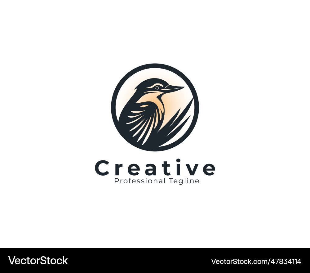 A circular logo of simple bird sparrow Vector Image