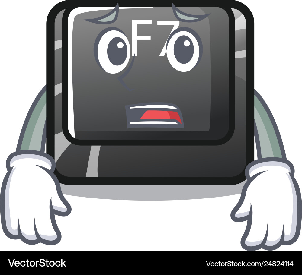 Afraid f7 button installed in computer cartoon vector image