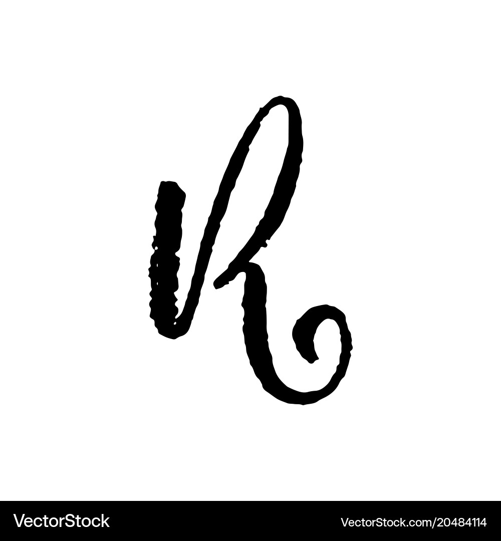 Buchstaben r handschriftlich durch trockene Pinsel raue Striche Vektorbild