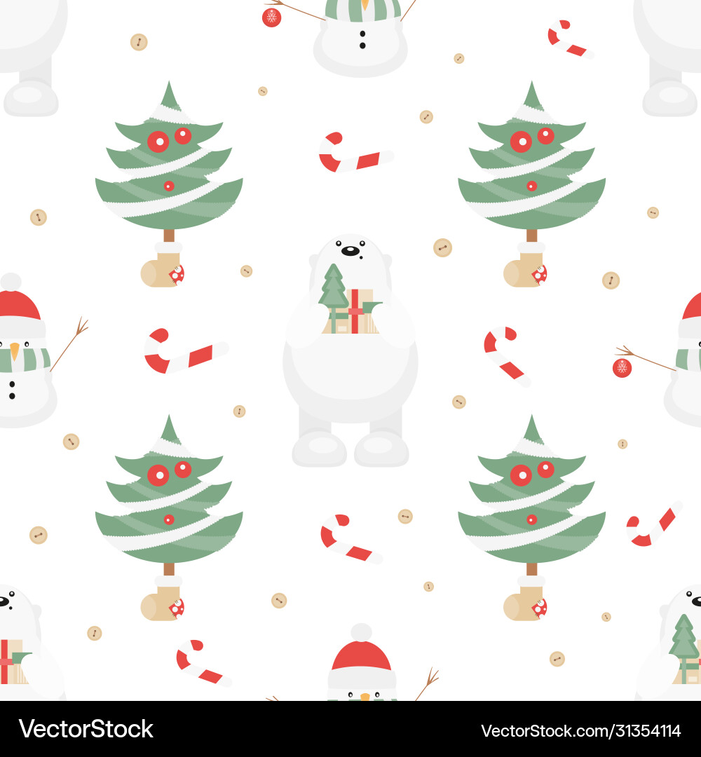 Cute Christmas Seamless Pattern vector image