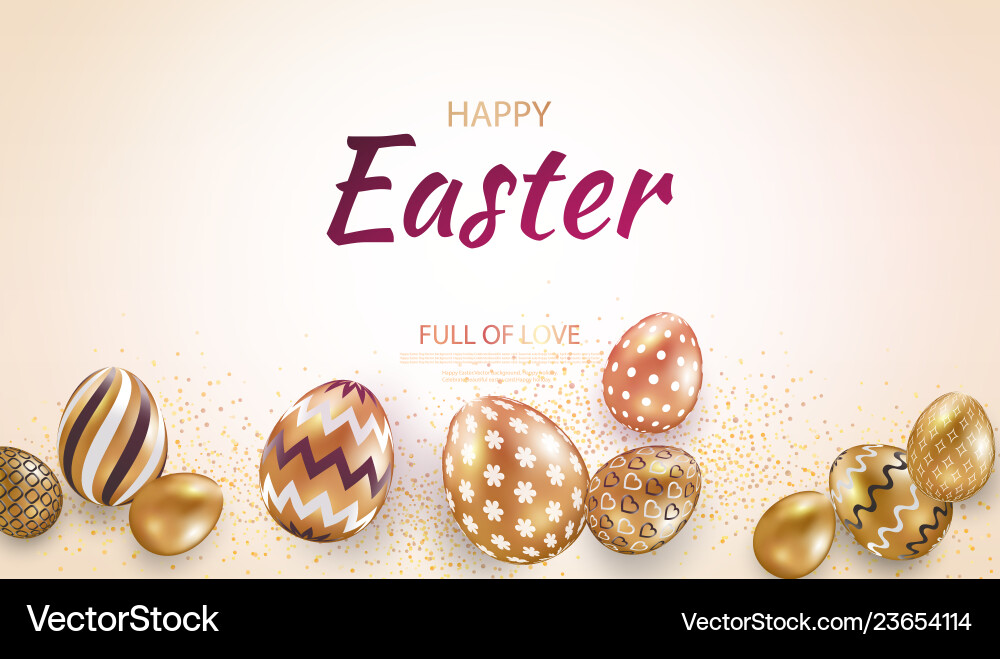 Easter card with gold ornate golden eggs Easter card with gold ornate golden eggs vector image