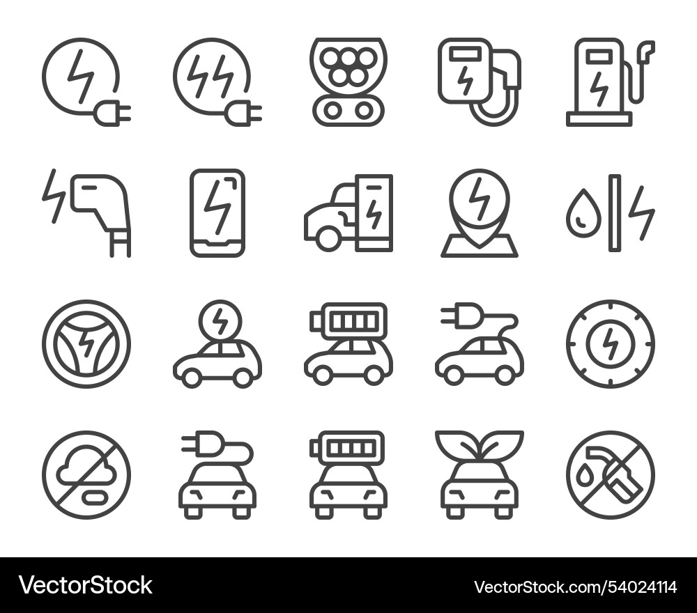 Elektrisch Carev Auto Linie Icon Set Elektrisch Carev Auto Linie Icon Set vektorbild