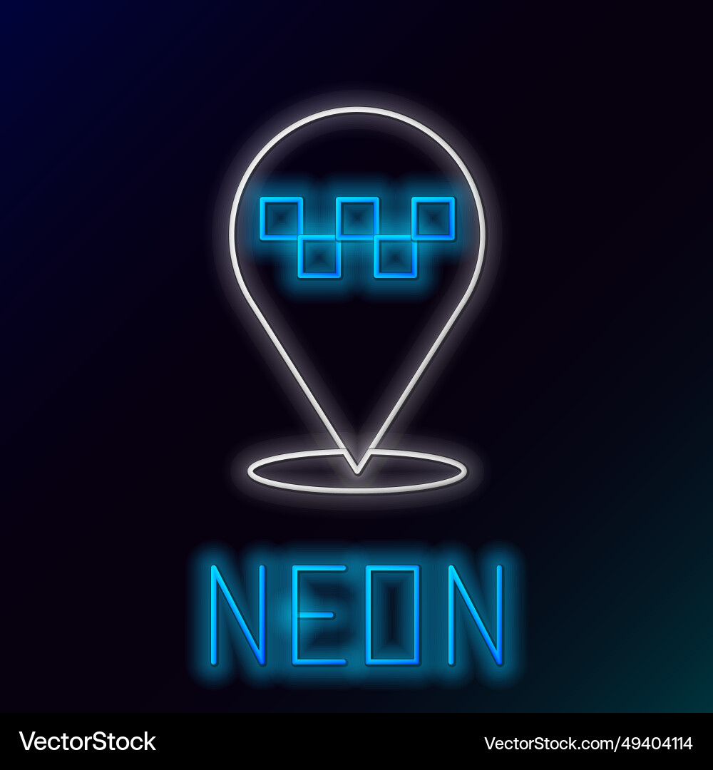 Glowing neon line map pointer with taxi icon Vector Image