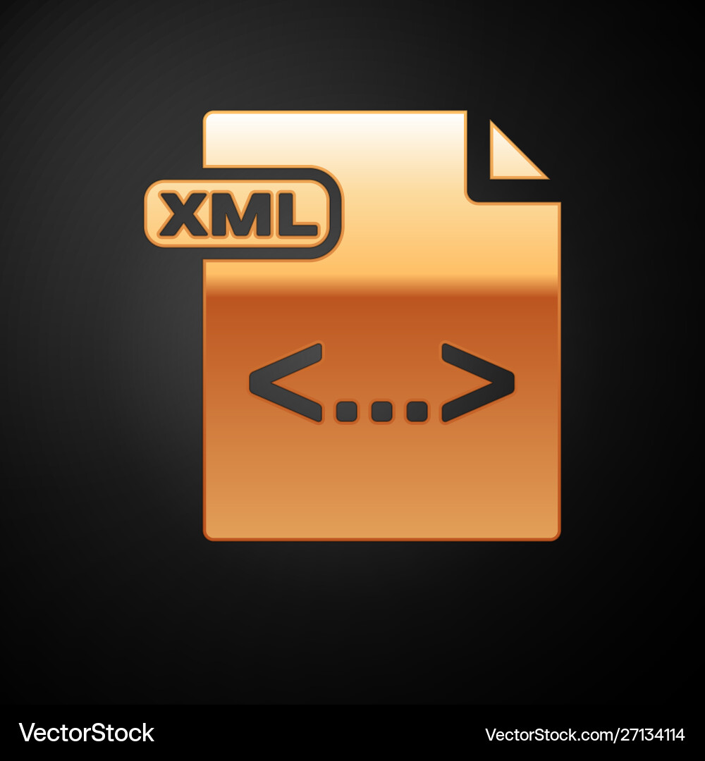 Gold xml file document download button icon Gold xml file document download button icon vector image