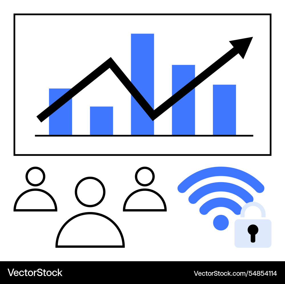 Growth chart with increasing graph wireless vector image
