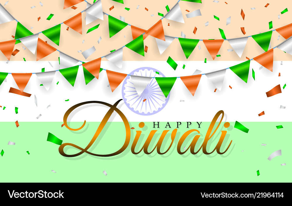 Happy diwali indian flags garland india flag Happy diwali indian flags garland india flag vector image