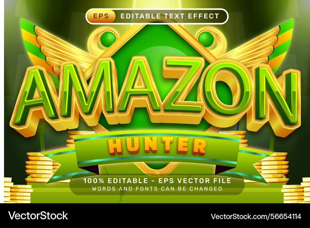 Hunter amazon 3d text effect and editable vector image