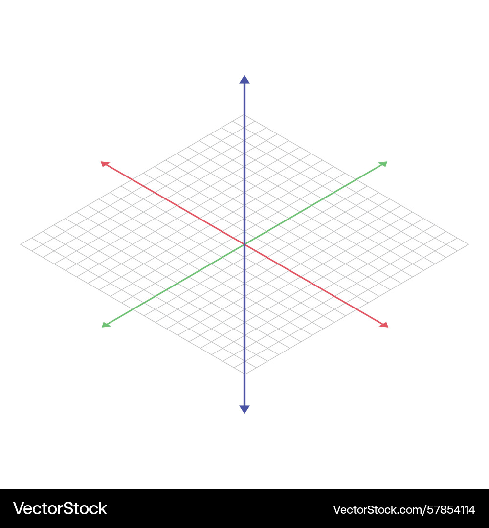 Isometric 3d coordinate system grid with arrows Vector Image