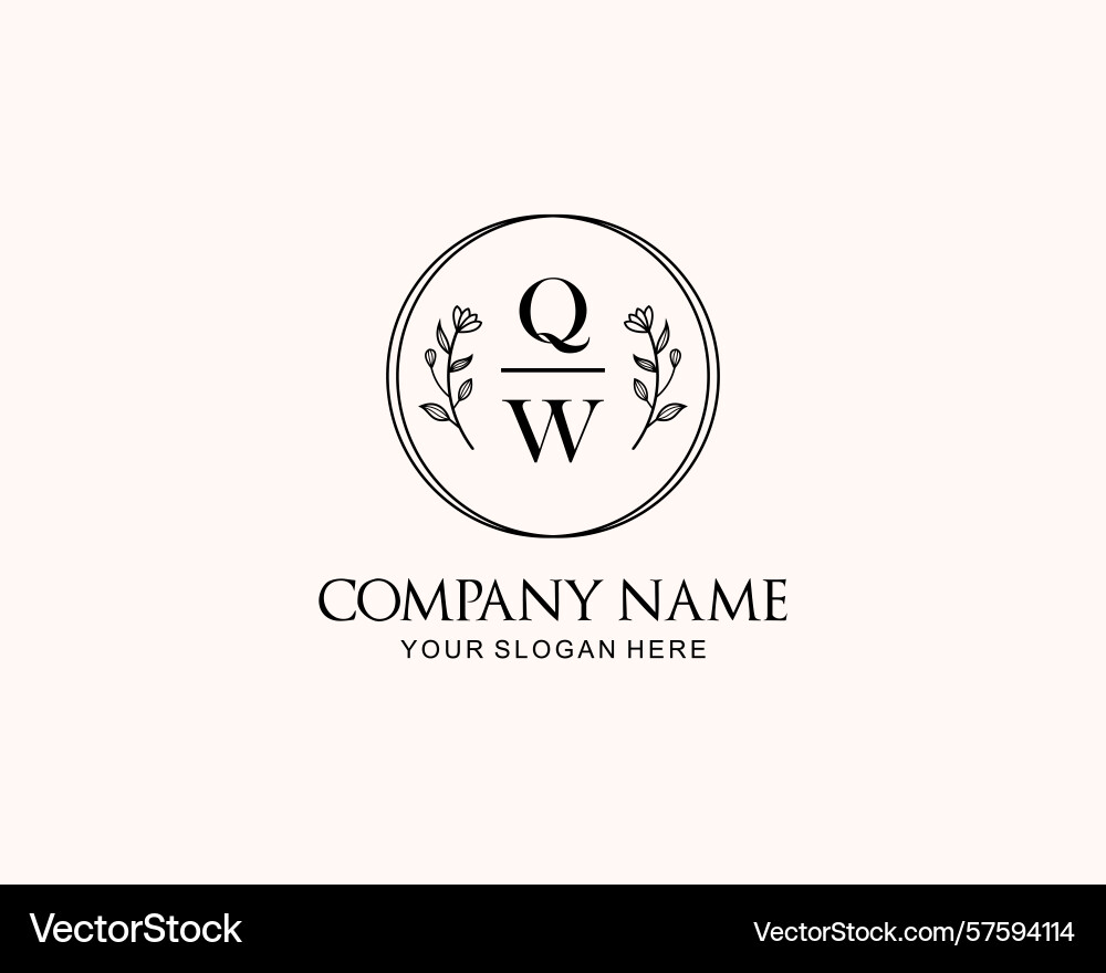 Minimalist qw monogram logos with botanical Vector Image