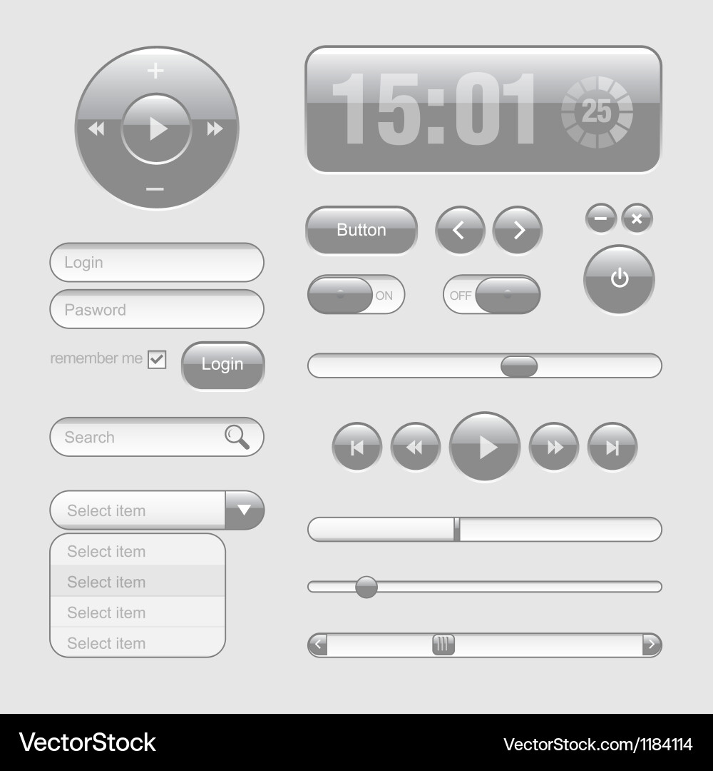 Modern Gray Web UI Buttons vector image