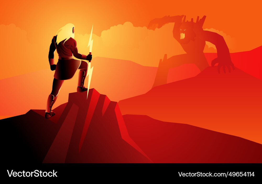 Mythology greek silhouette zeus vs kronos Mythology greek silhouette zeus vs kronos vector image
