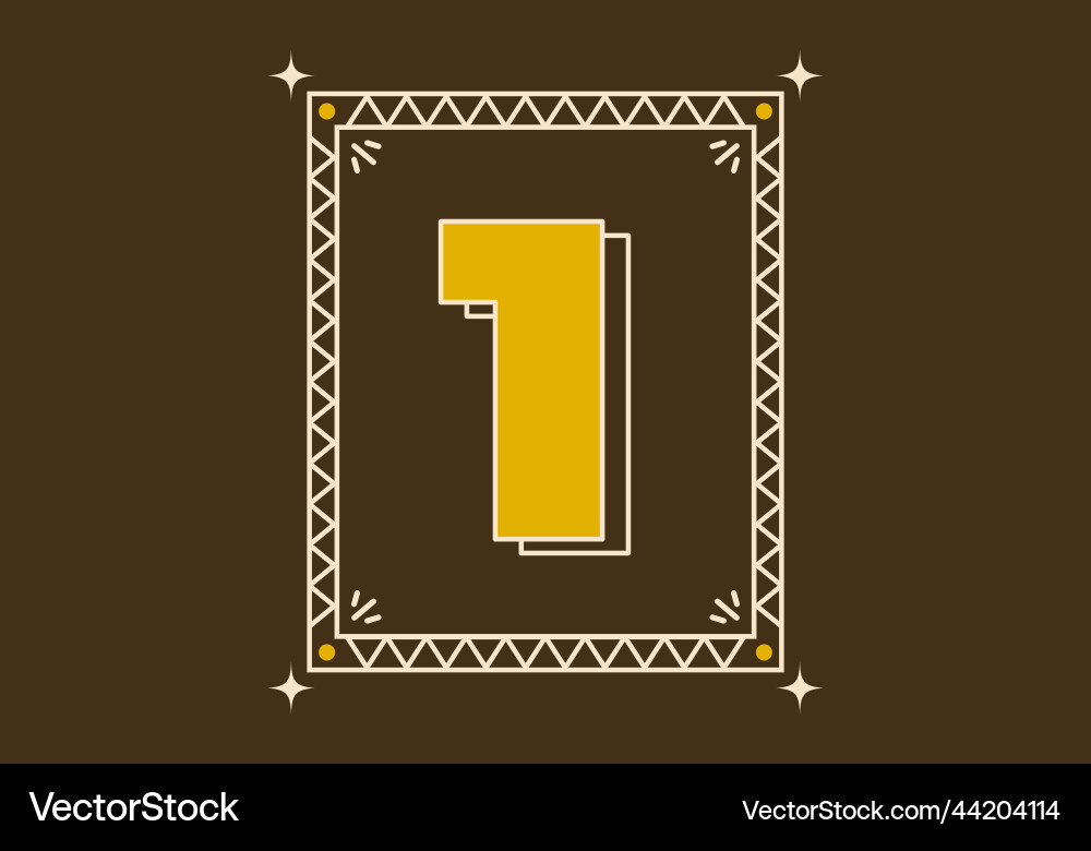 Number 1 in retro frame design Number 1 in retro frame design vector image