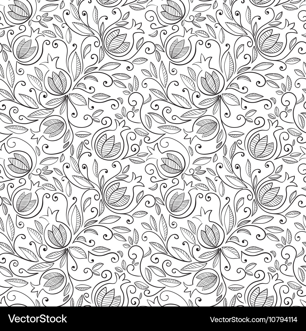Pomegranate Floral Pattern Vector Image