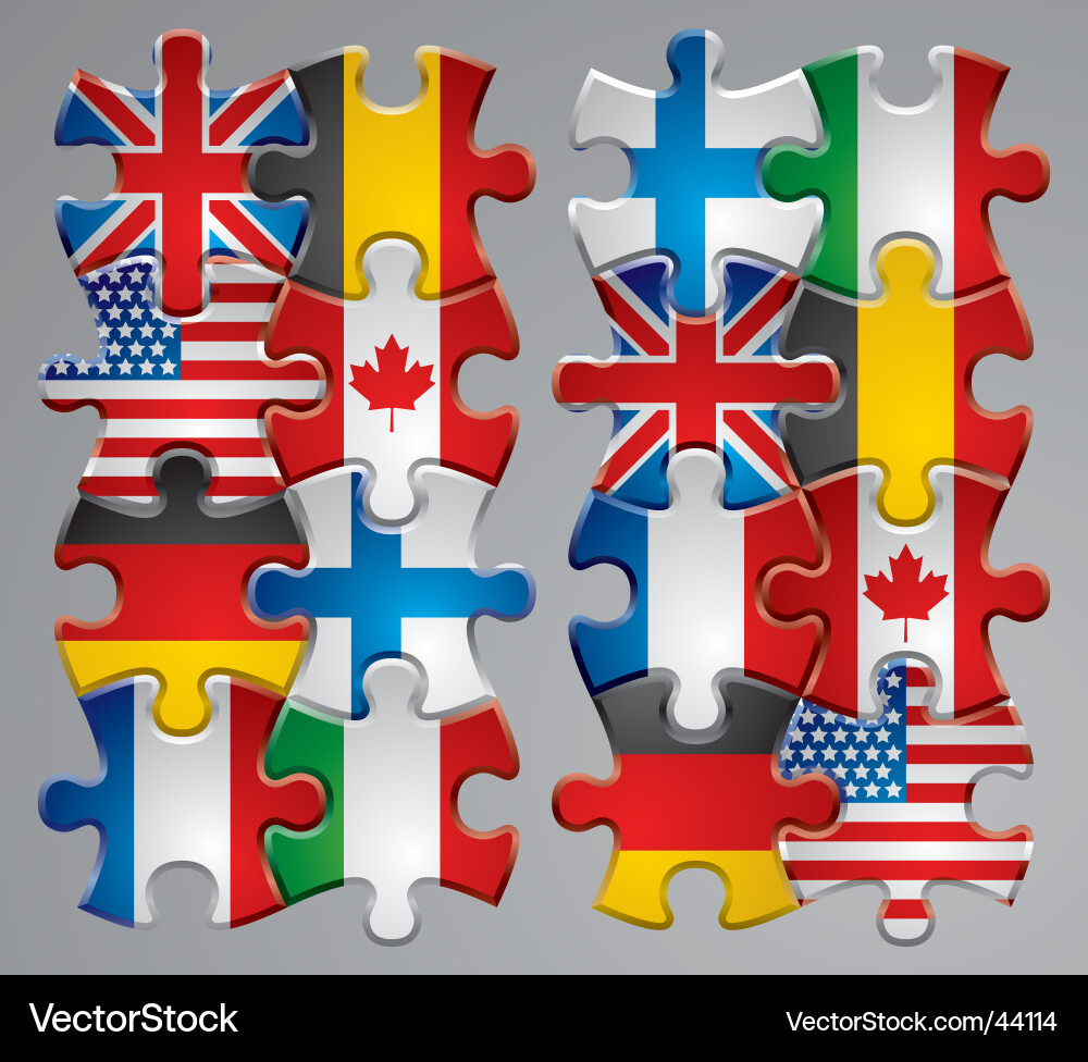 Puzzle Flag Icons Collection vector image
