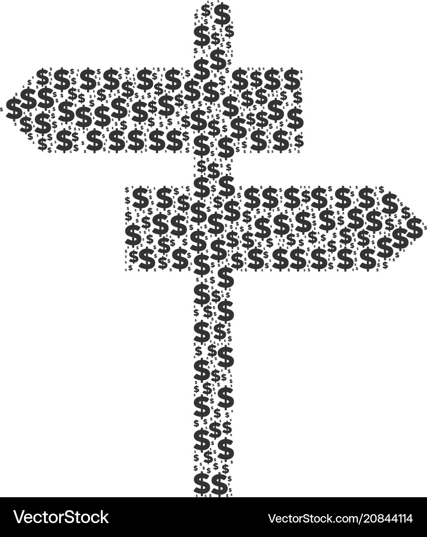 Road pointer composition of dollar and dots Road pointer composition of dollar and dots vector image