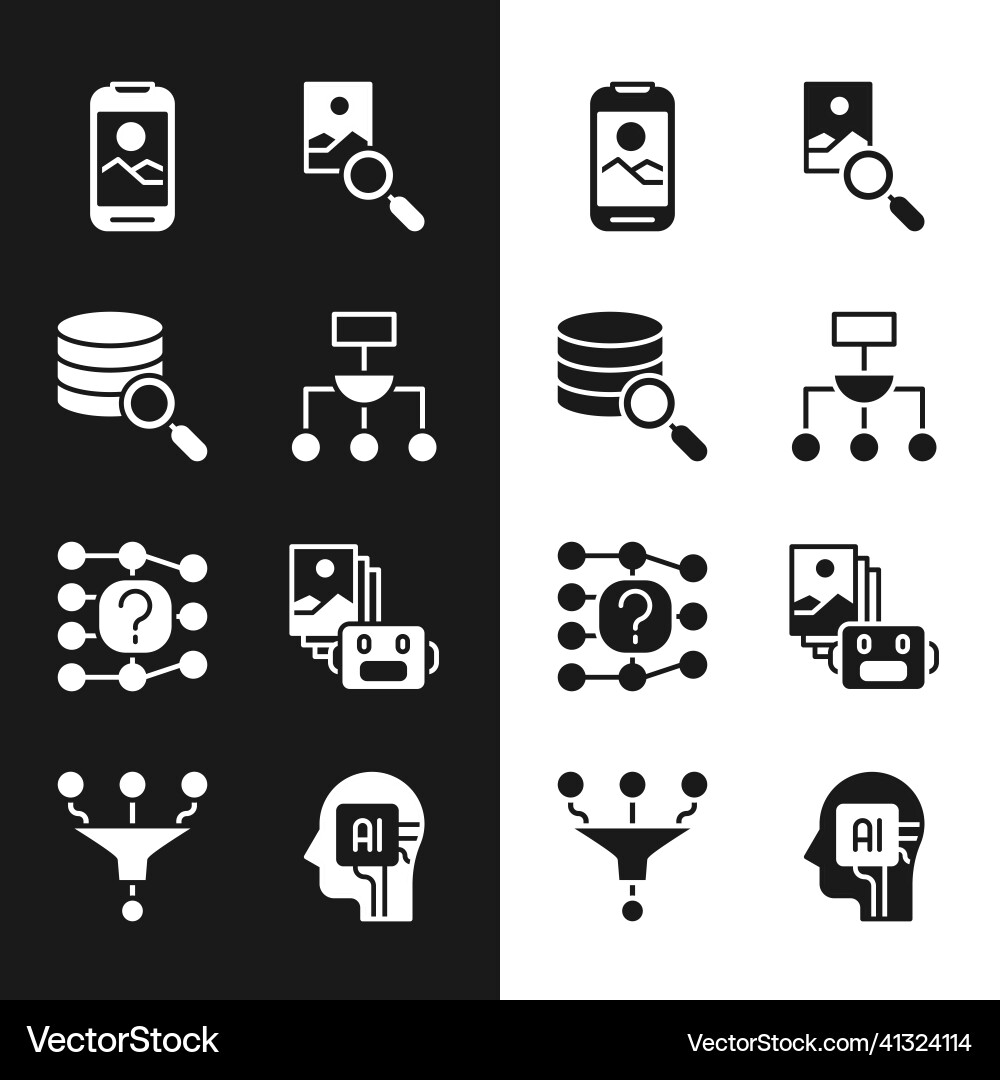 Set algorithm server mobile phone photo vector image