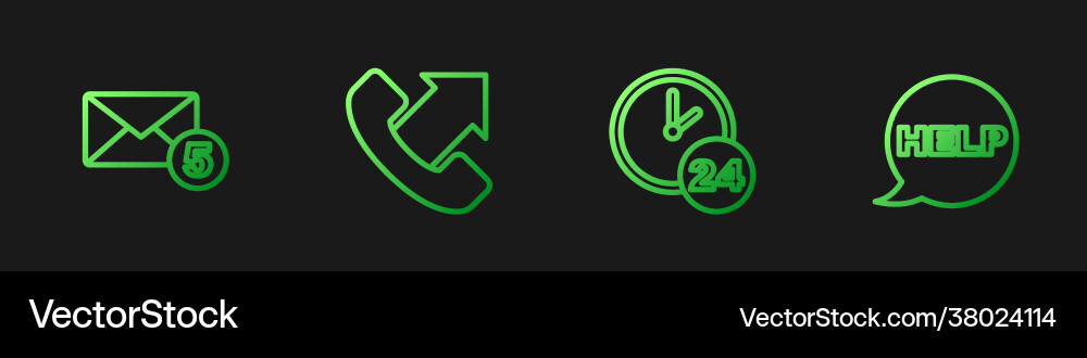 Set line clock 24 hours new email incoming Vector Image