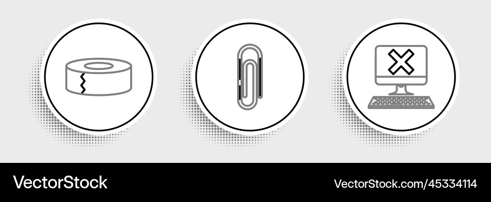 Set line computer with keyboard and x mark scotch Set line computer with keyboard and x mark scotch vector image