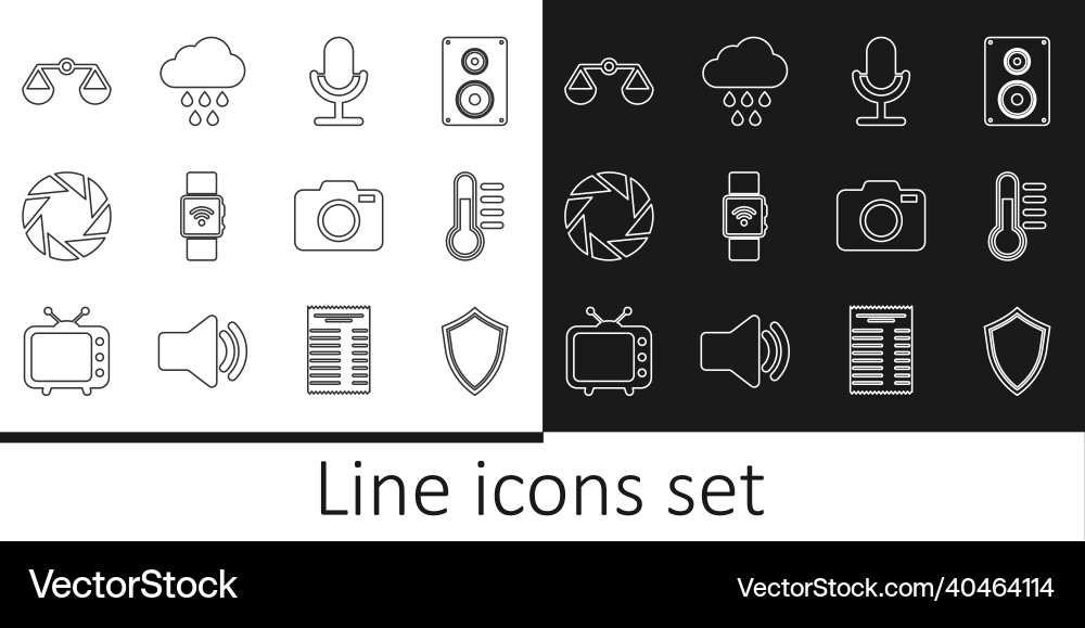Set line shield thermometer microphone Set line shield thermometer microphone vector image