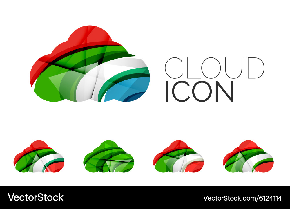 Set of abstract cloud computing icons business Vector Image