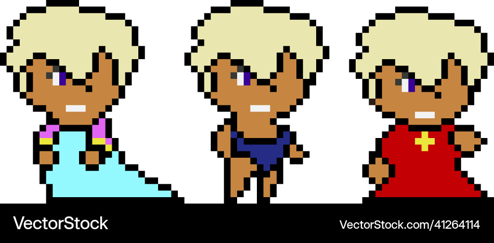 Set of pixel characters in art style Set of pixel characters in art style vector image