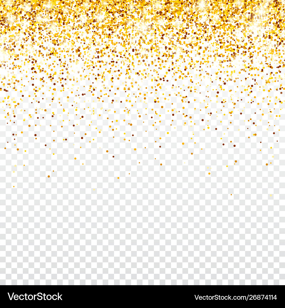 Sparkling golden glitter on transparent Sparkling golden glitter on transparent Vector Image