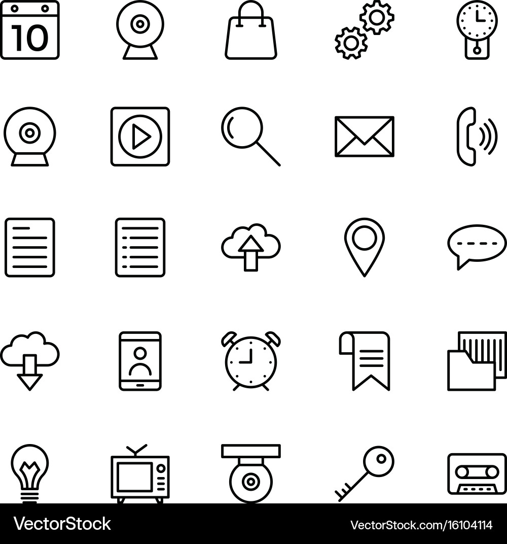 Web and mobile ui line icons 1 vector image