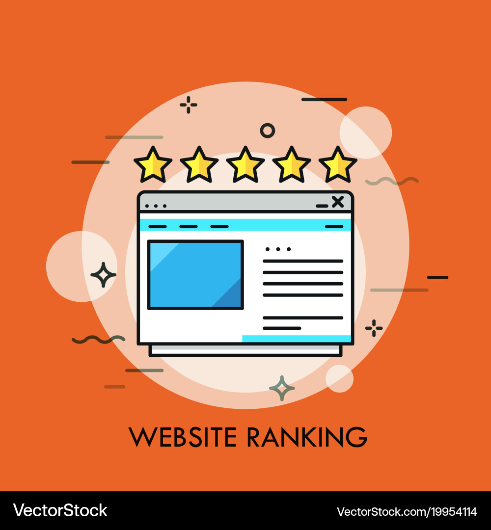 Website Rating with Golden Stars Vector Image