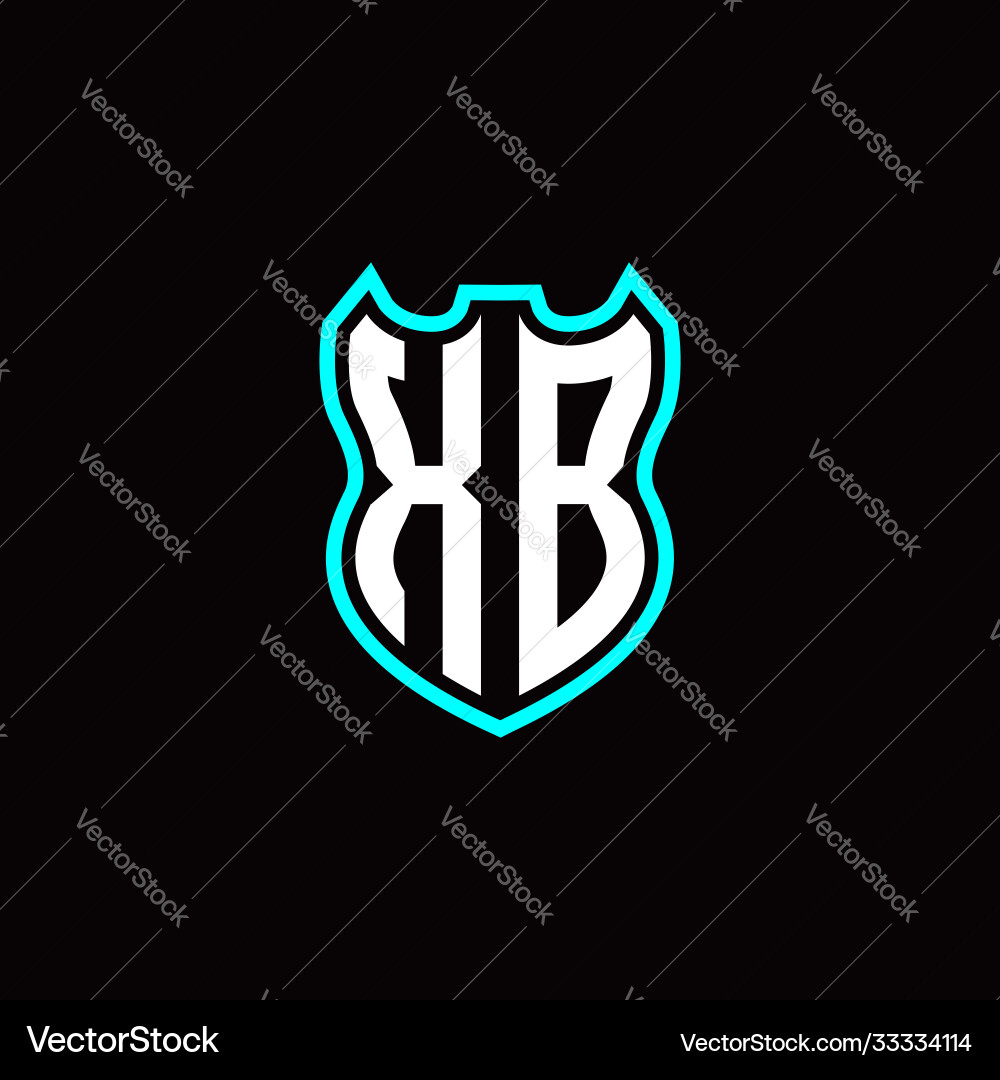 X b initial logo design with shield shape X b initial logo design with shield shape vector image
