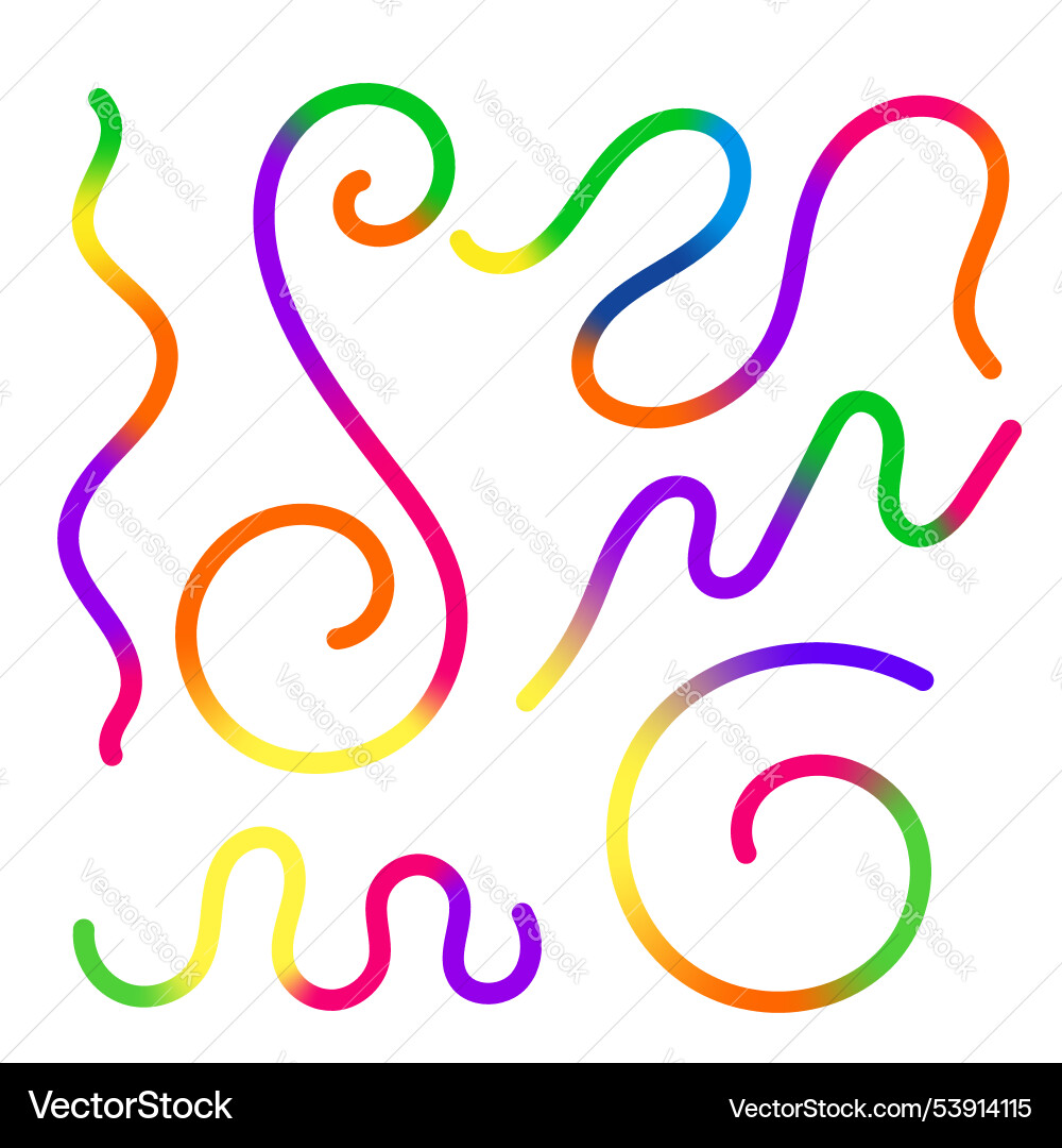 Abstract colored gradient shapes set squiggly Abstract colored gradient shapes set squiggly vector image