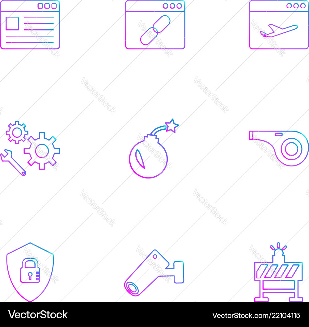 Bomb shield camera whistle windows ui layout vector image