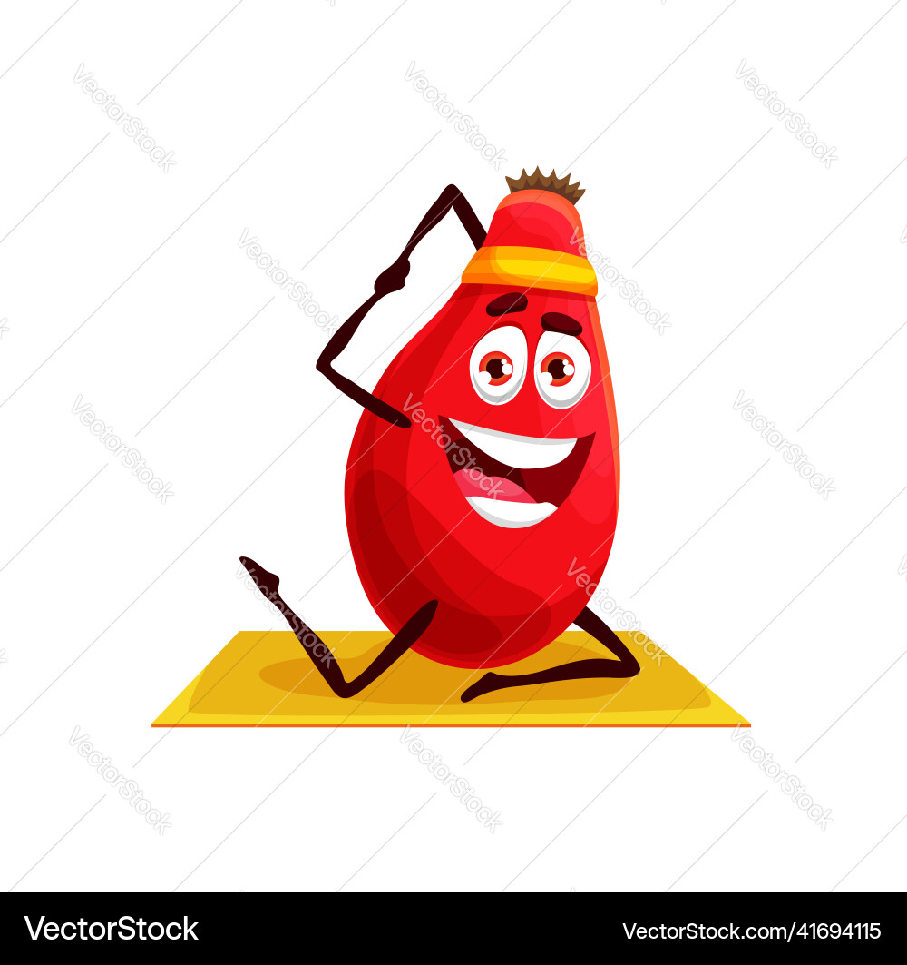 Cartoon berry fruit character on yoga sport Cartoon berry fruit character on yoga sport vector image