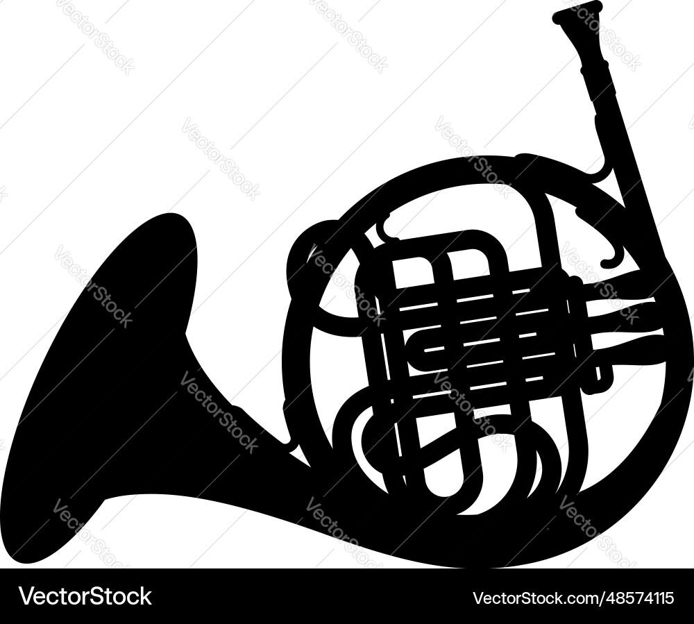 French horn silhouette vector image