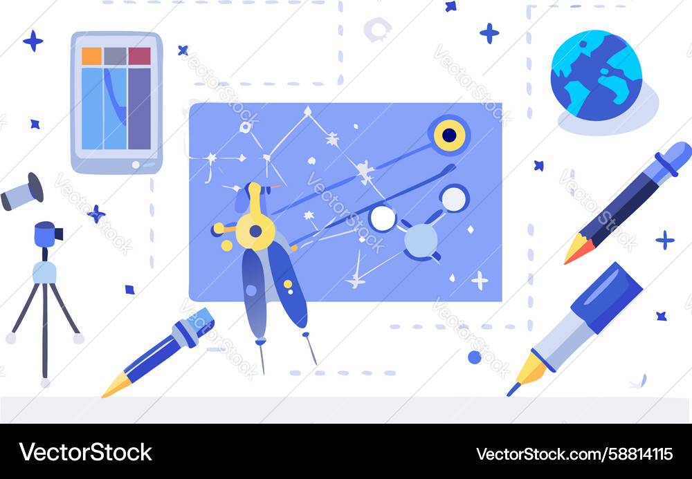 Geometric tools for astronomy spatial mapping Vector Image