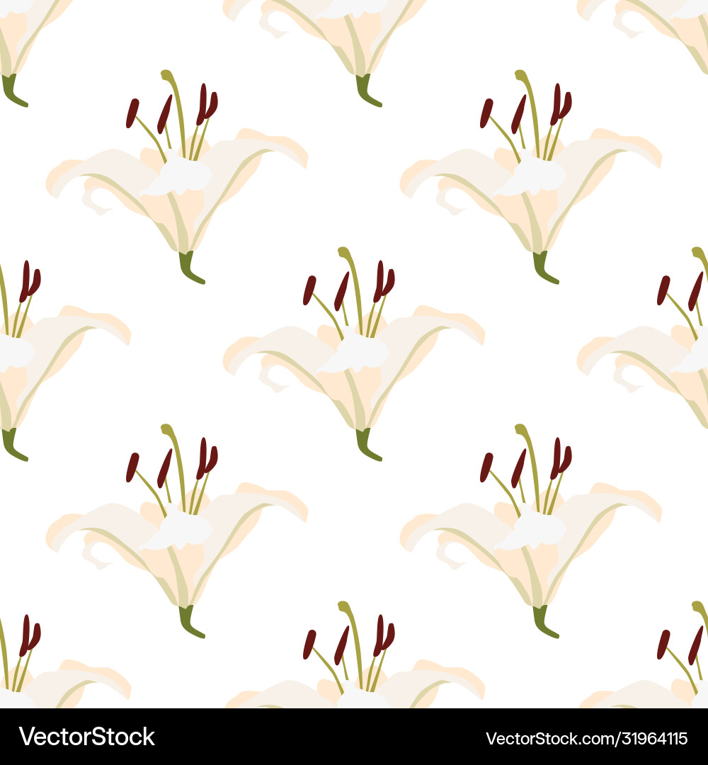 Geometrical lily seamless pattern in retro style Geometrical lily seamless pattern in retro style vector image
