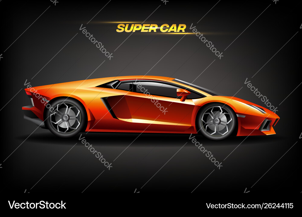 Golden Supercar Concept Vector Image